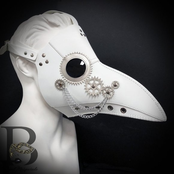 Plague Doctor Mask with Silver Chain and Gears - Picture 1 of 1